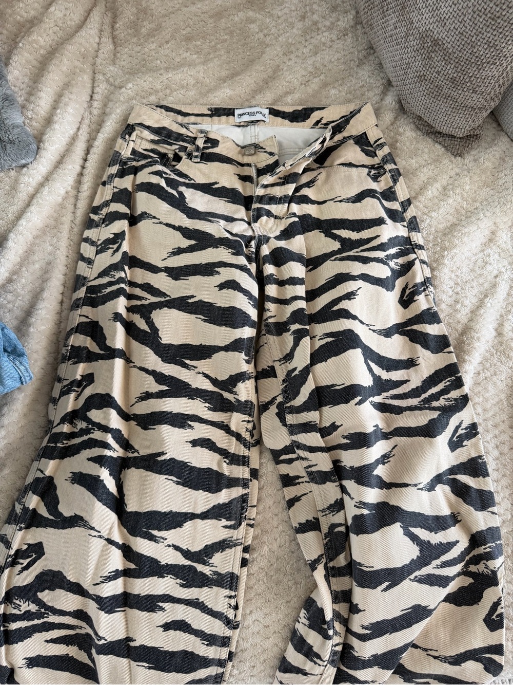 Princess Polly Beige and Black Tiger-Stripe Boyfriend Jeans
